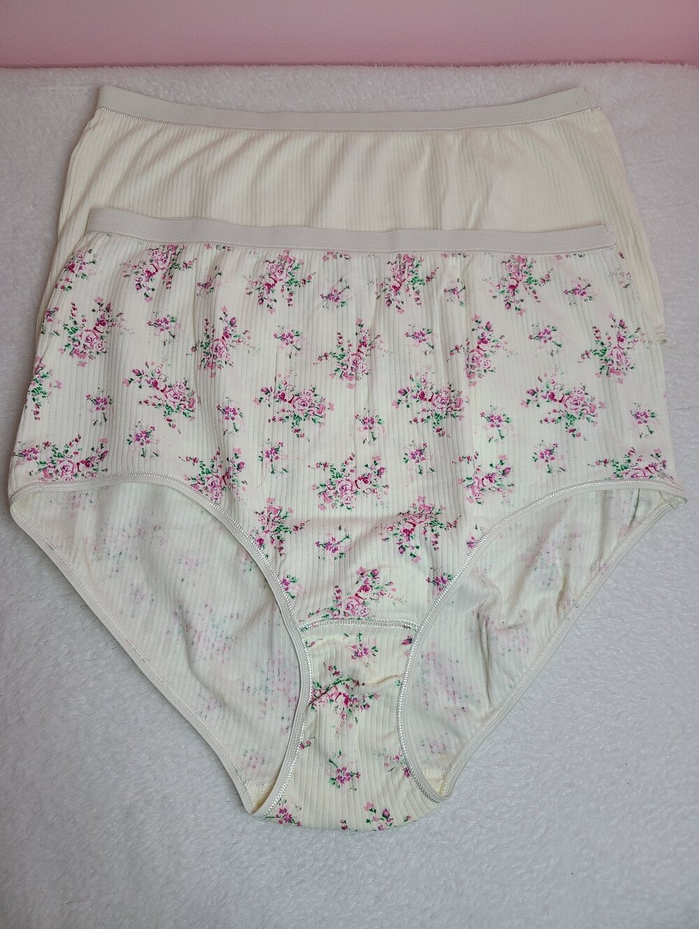 VTG Vanity Fair 2pk 100% Cotton Ribbed High Cut Classic Granny Briefs Size 2X
